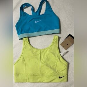 Nike Vibrant Blue and Neon Yellow Sports Bras